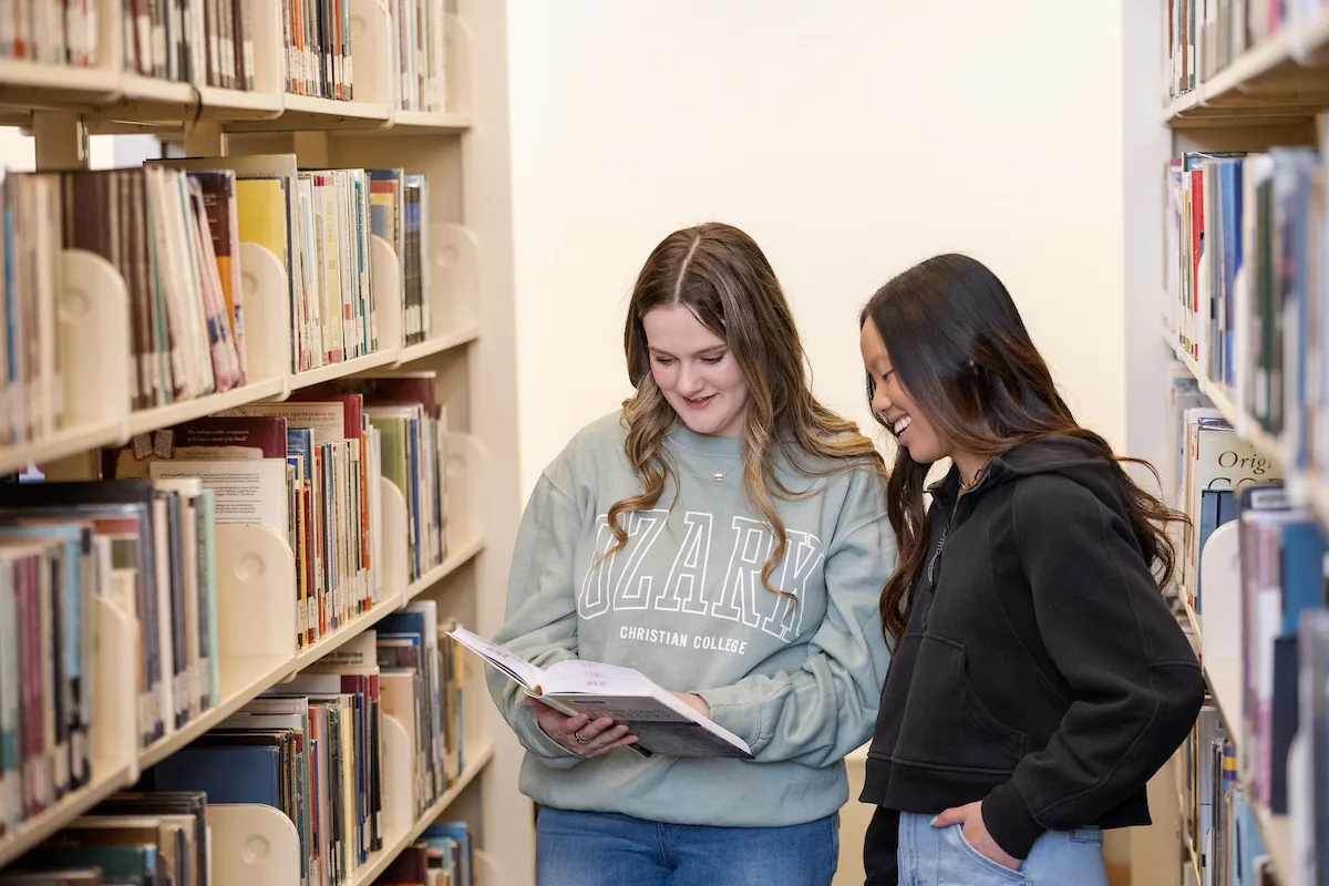 Photo of students in library